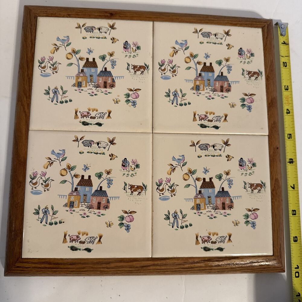 Heartland International Large Trivet Hot Plate Wall Hanging Ceramic Tile Cottage
